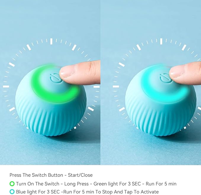 Interactive Cat Toy Ball with LED Light, 360° Self-Rotating Electric Ball, USB Rechargeable Electric Cat Toy